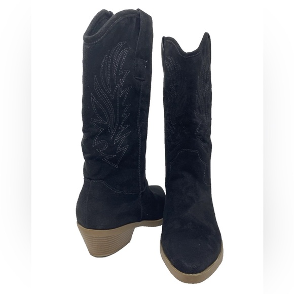 Women Black Pointed Toe Suede WONDERLY Cowgirl Boots​ 11 - Picture 2 of 5